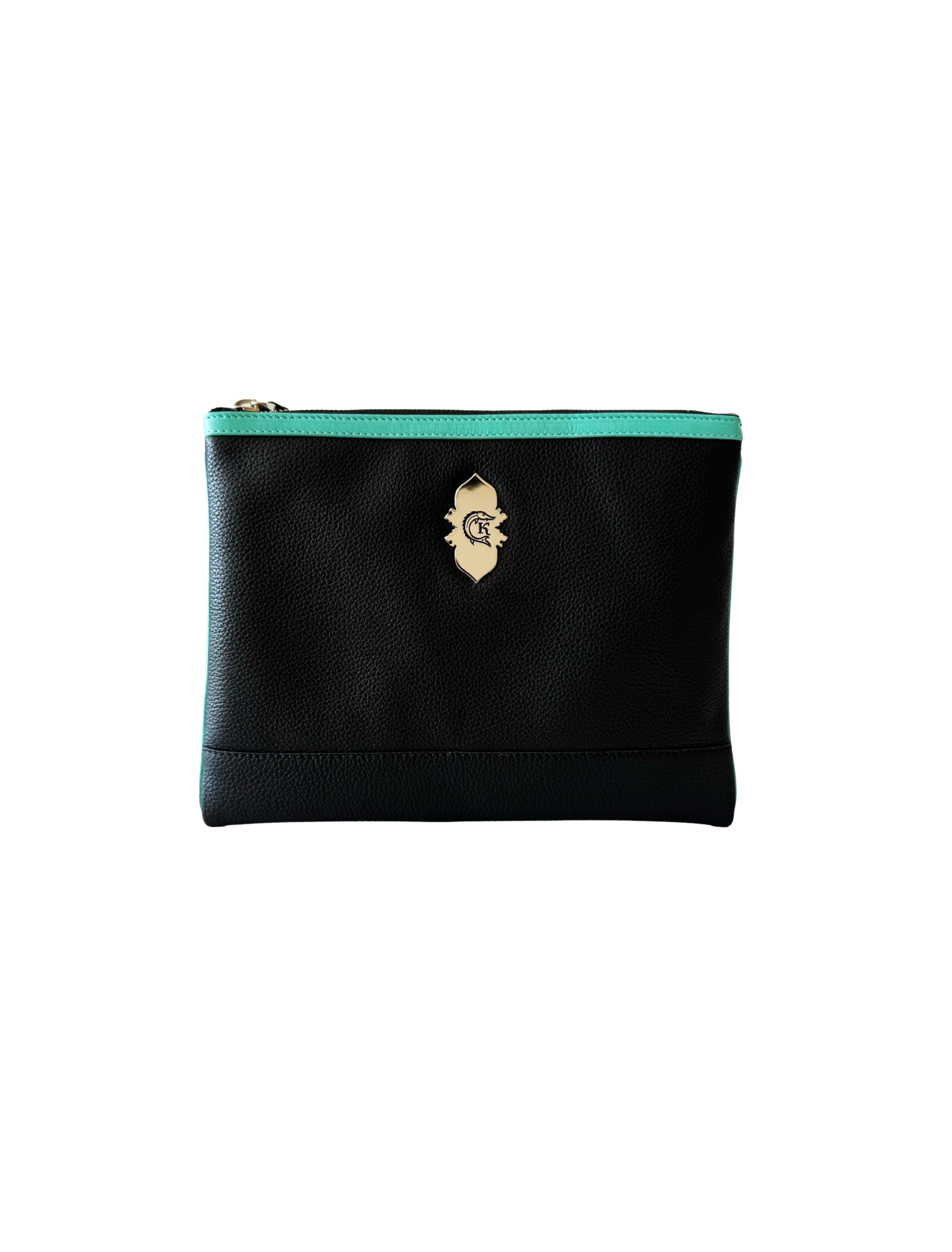 Pochette en cuir Noir & Turquoise – Dellaluna X Caviar Kaspia