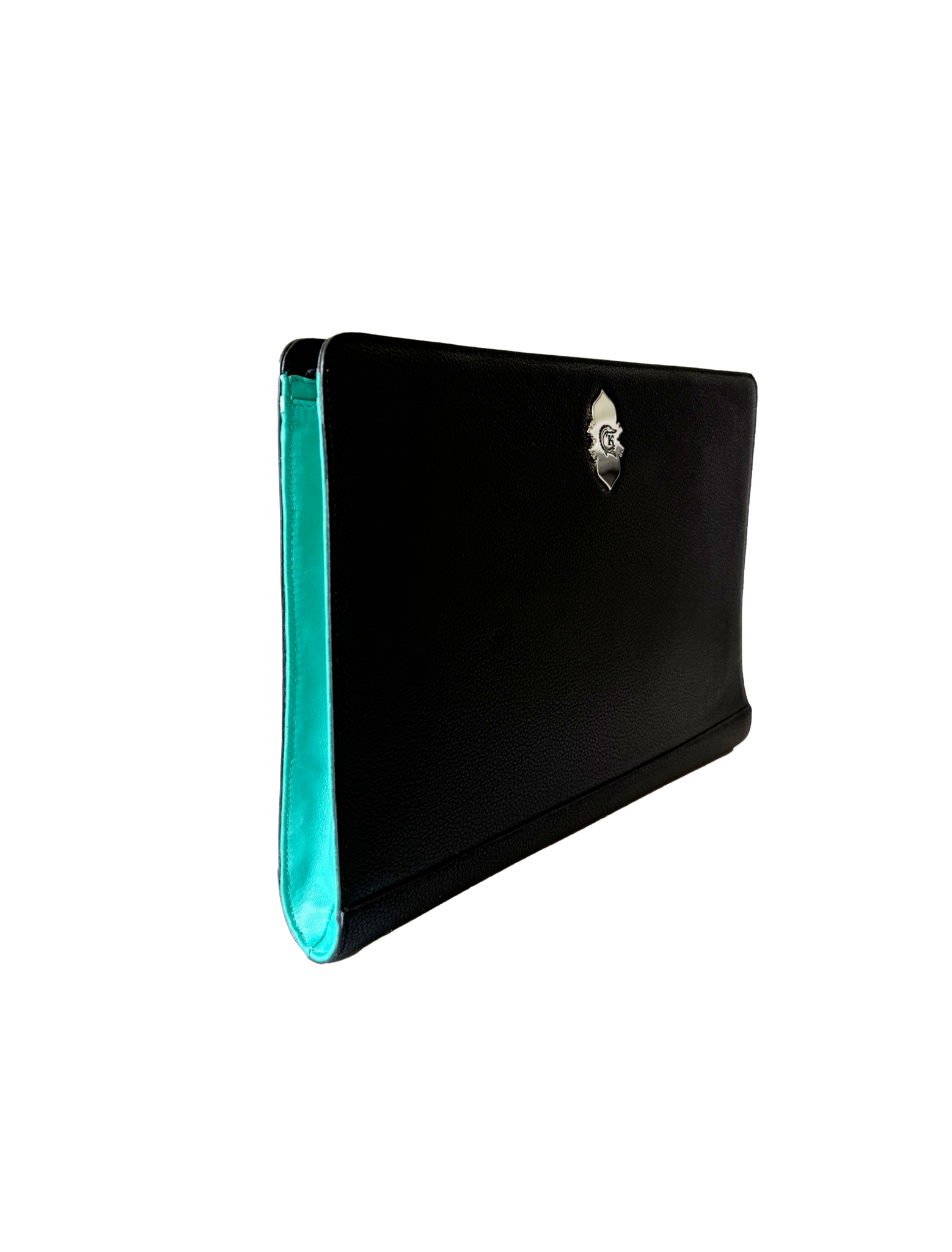 Porte-Documents en cuir Noir & Turquoise – Dellaluna X Caviar Kaspia